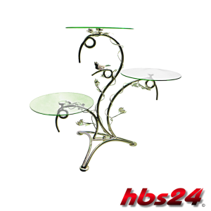 Exklusiver Tortenständer 3 Etagen mit Vogel und Blüten - hbs24
