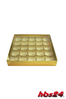 Pralinen Schachtel Gold quadratisch für 25 Pralinen - hbs24